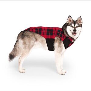Canada Pooch Thermal Tech Fleece Dog Coat / Dog Sweater, Red Plaid, Size 20"